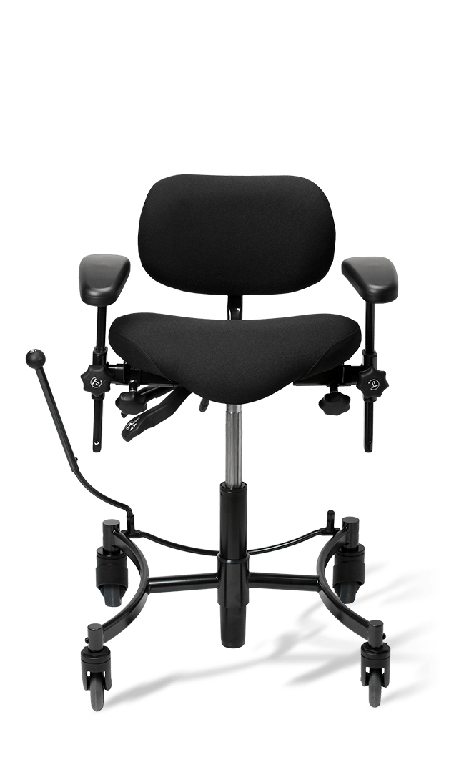 VELA Salsa 100 chair with a brake provides good standing support.