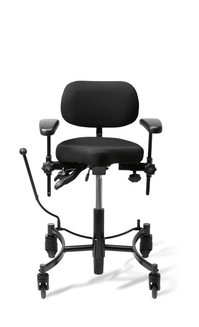 VELA Salsa 120 chair with a brake provides good standing support.
